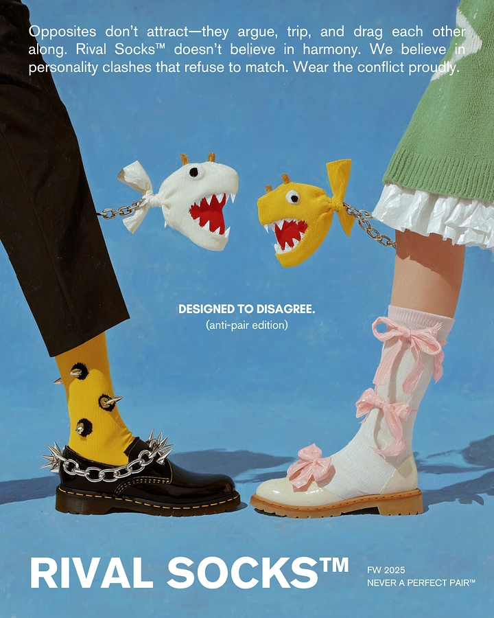 Socks Brands creative ad: Rival socks concept creates memorable campaign tension