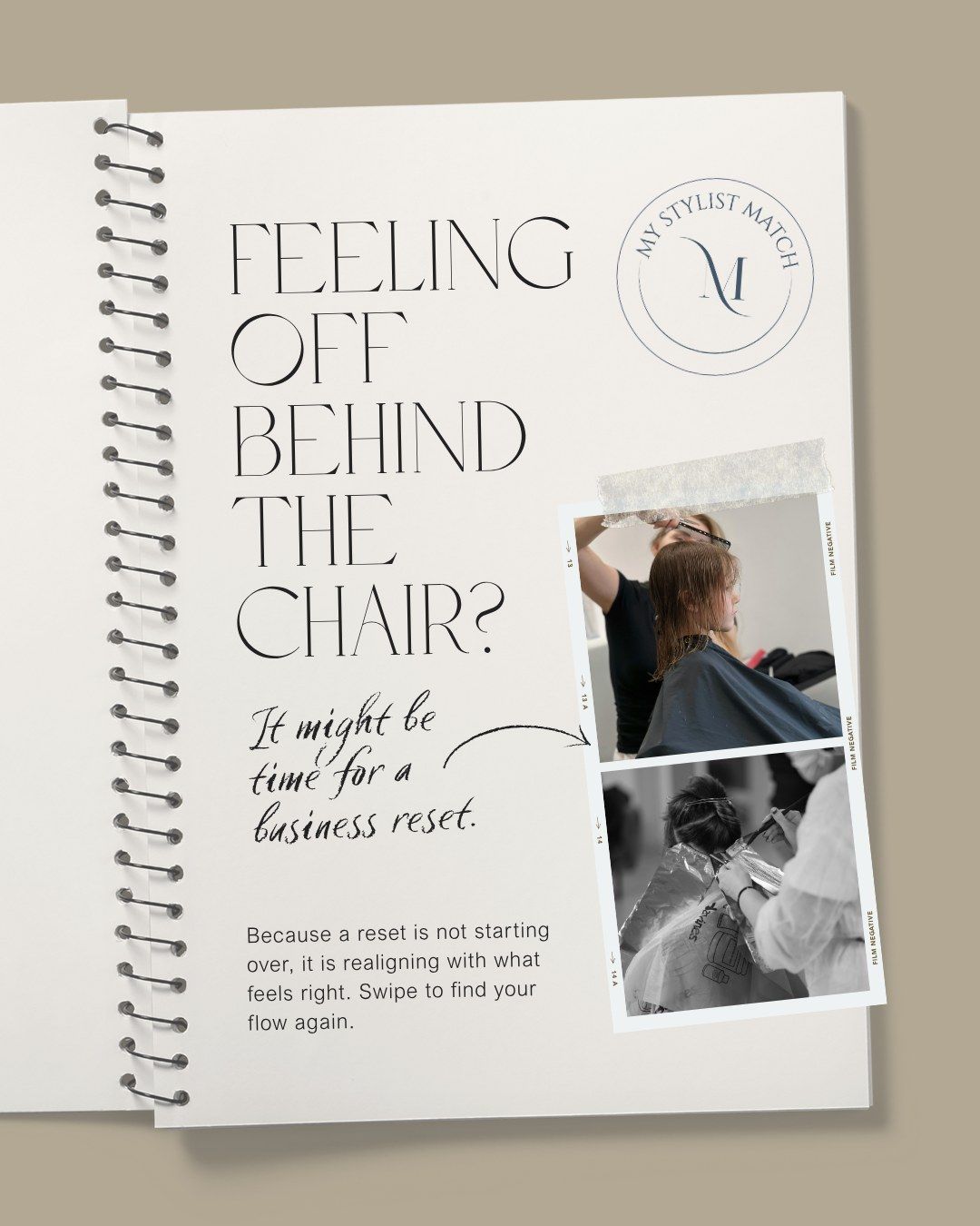 Instagram post: Chair metaphor supports business-reset message