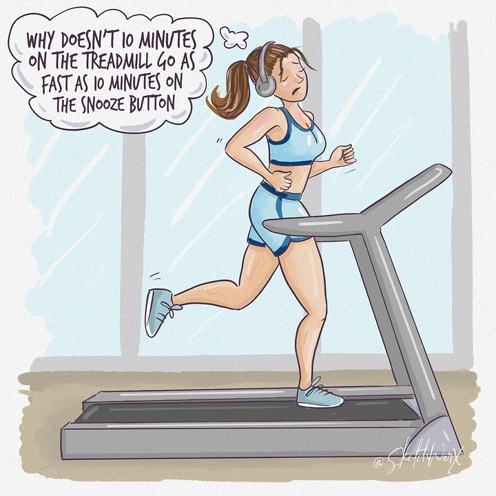 Fitness Equipment Stores creative ad: Witty comic about treadmill minutes