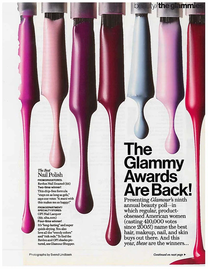 Nail Salons creative ad: Dripping polish bottles as columns