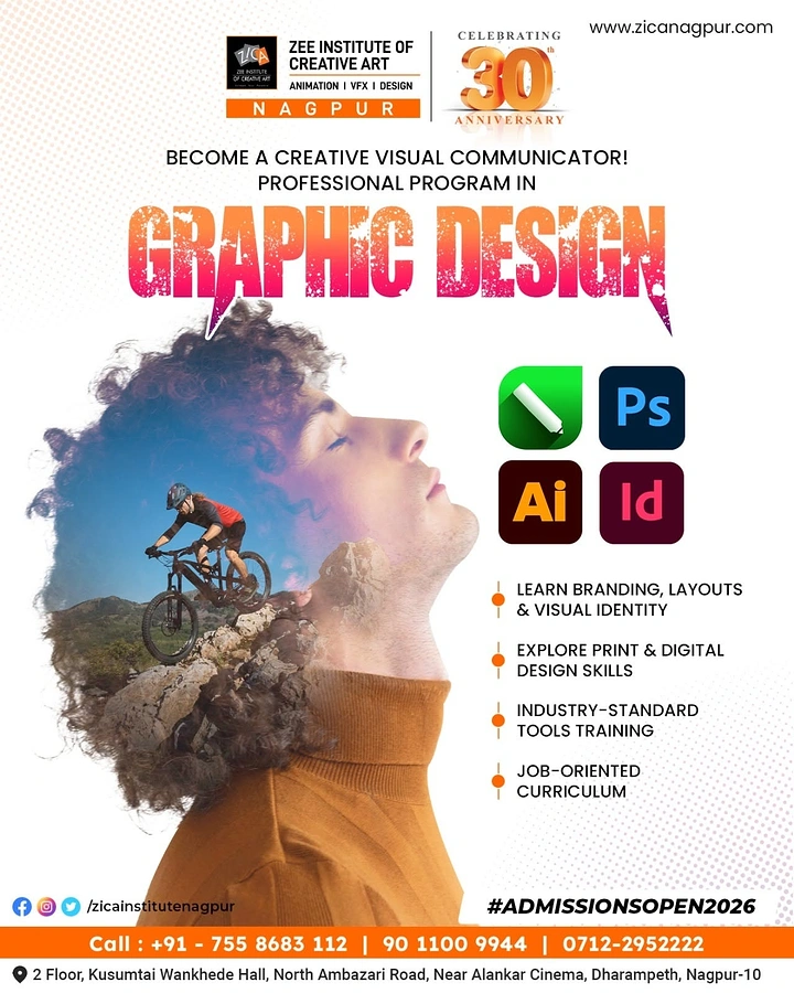 Design & Animation Schools creative ad: Career journey embedded in portrait silhouette