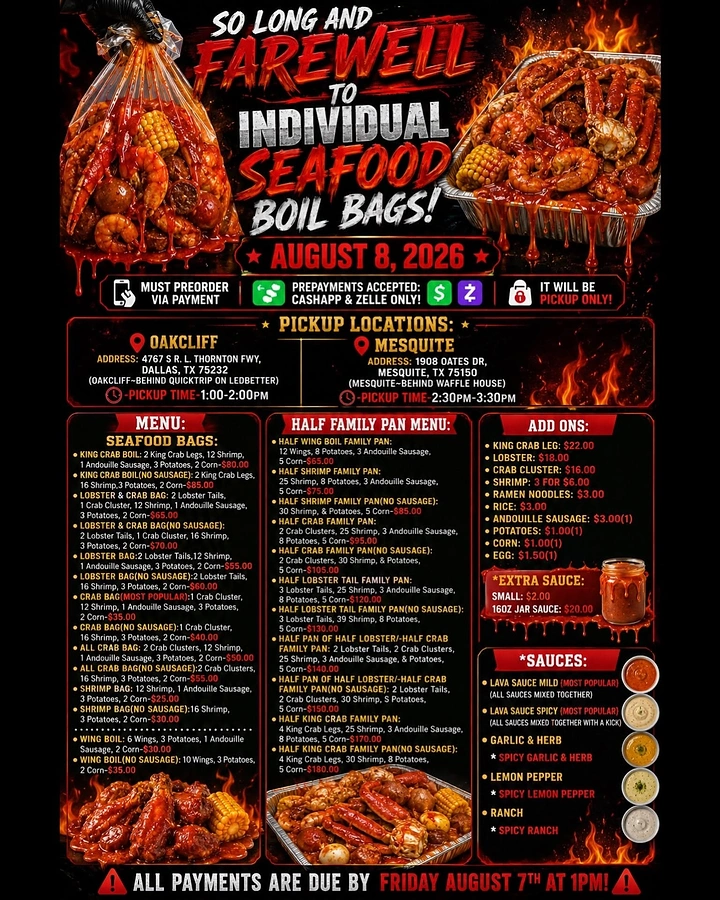 Seafood Restaurants creative ad: Farewell concept tied to menu change