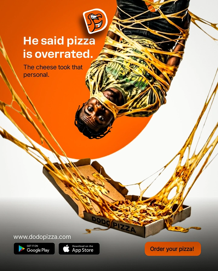 Food Delivery Apps creative ad: Witty pizza-overrated cheese metaphor