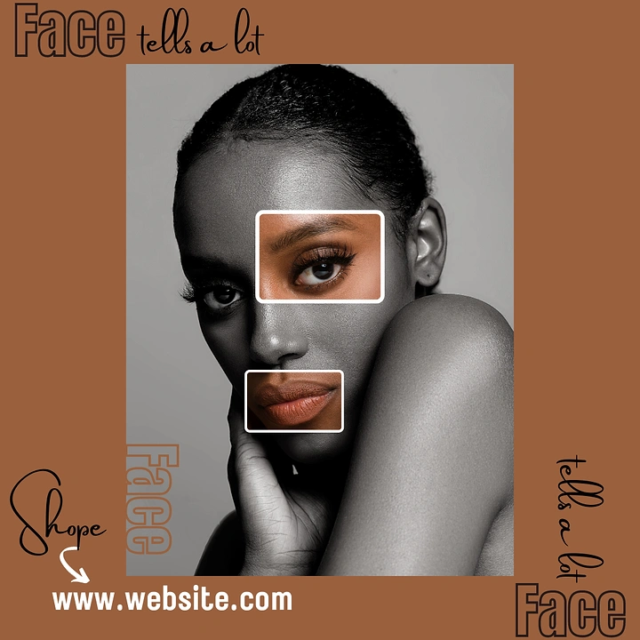 Makeup & Beauty Academies creative ad: Face-analysis boxes make copy visual
