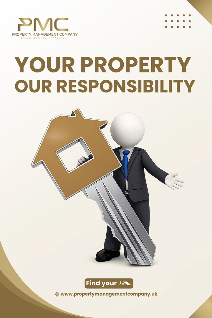 Property Management creative ad: House-shaped key visualizes responsibility