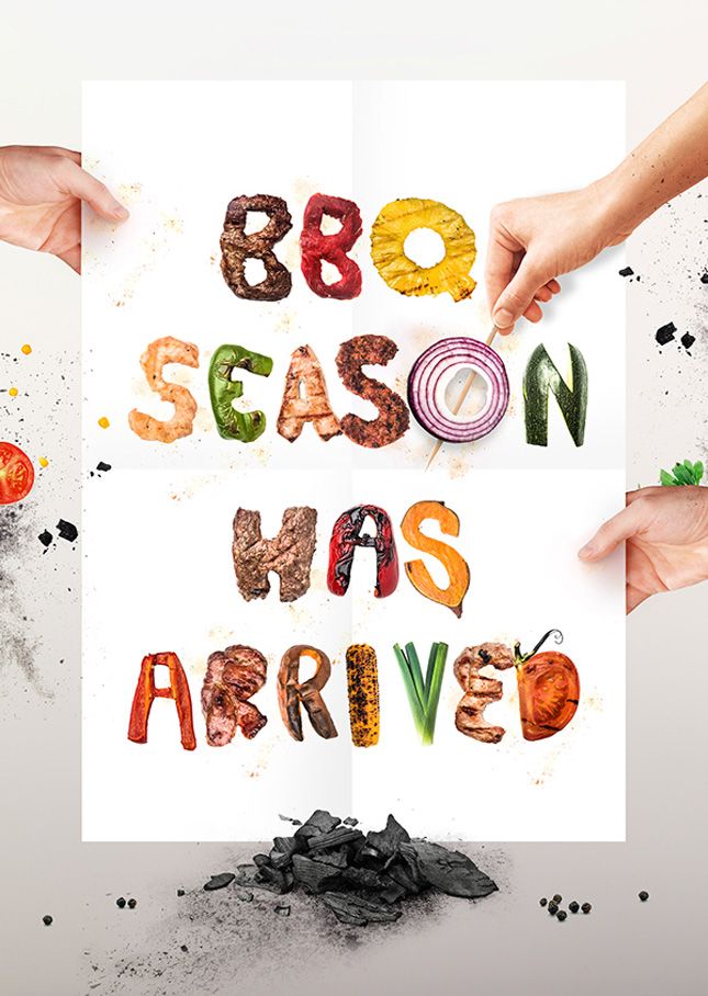 Story: Food-formed typography announces BBQ season