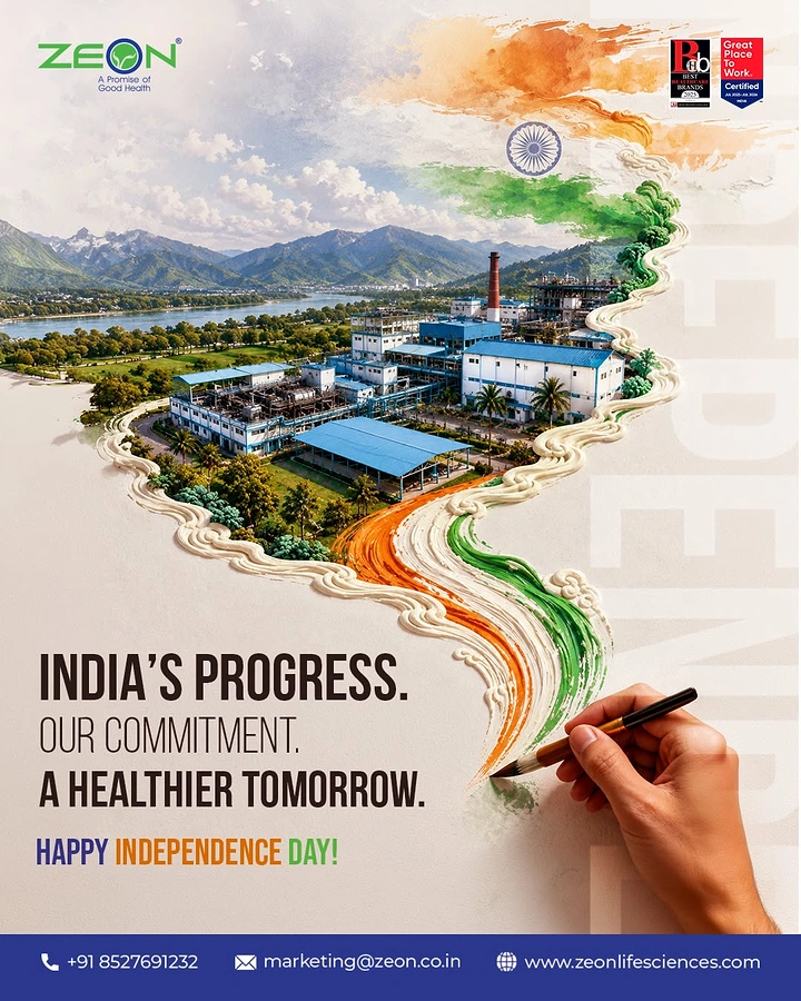 Independence Day creative ad: Hand paints tricolor river of progress