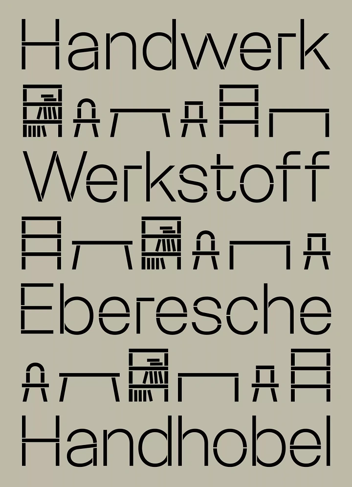 Carpenters & Woodwork creative ad: Furniture pictograms set as typographic rows
