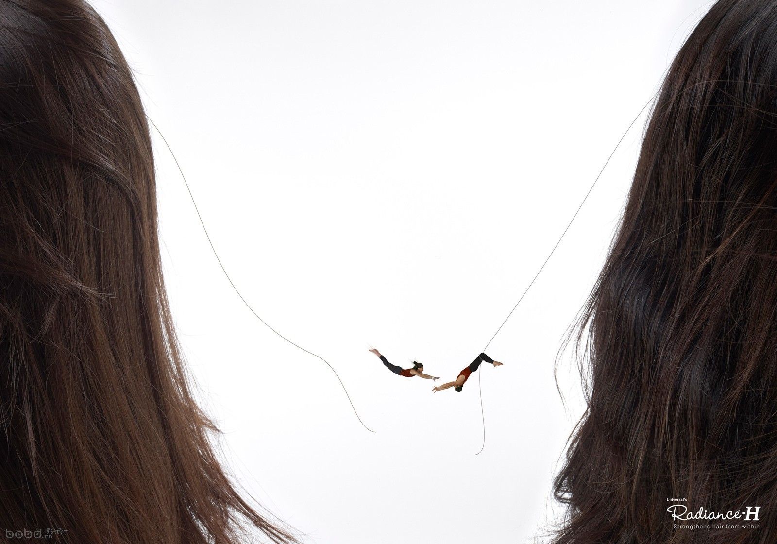 Banner: Tiny acrobat on hair strand