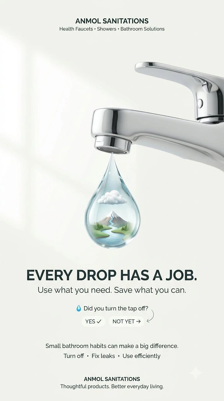 Plumbers creative ad: Tap drop holding a world: every drop has a job