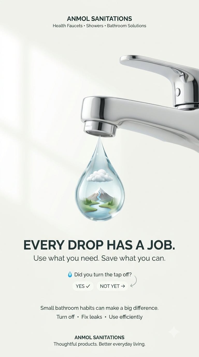 Story: Tap drop holding a world: every drop has a job