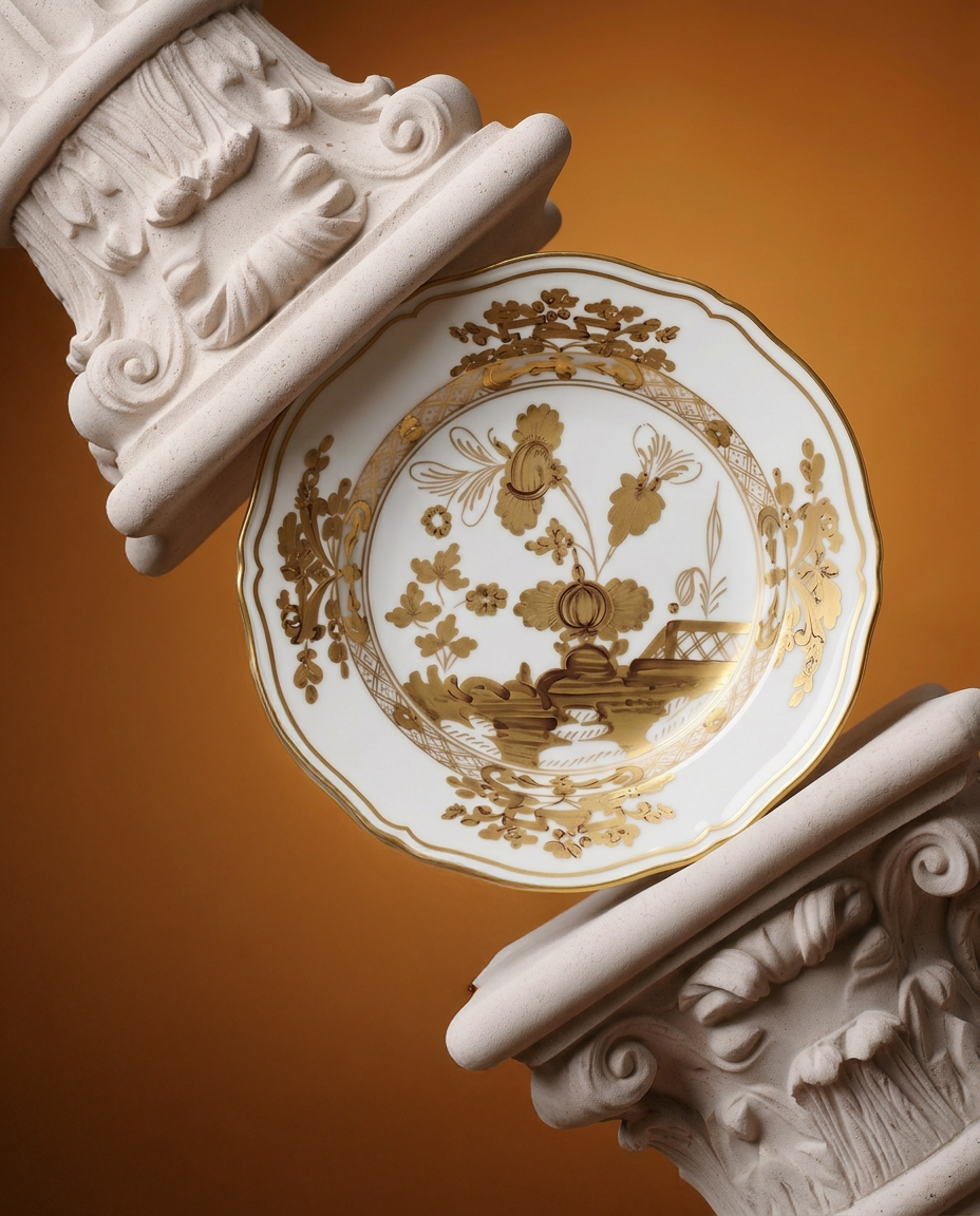 Instagram post: Ornate plate framed as architectural relic