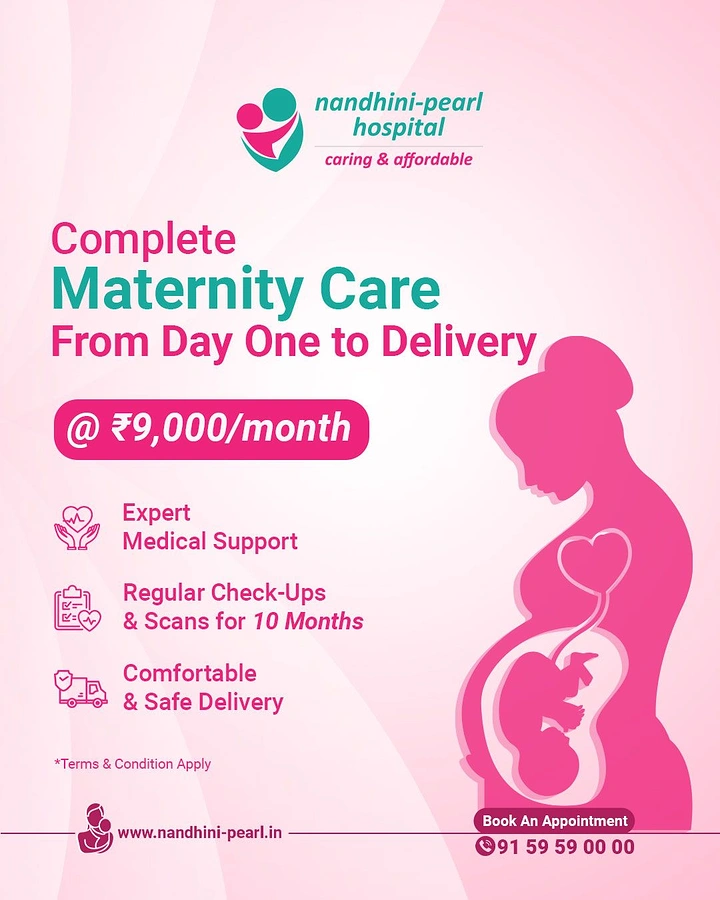 Maternity Hospitals & Gynaecologists creative ad: Pregnant silhouette visualizes full-care journey