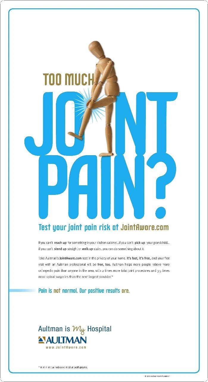 Pain Relief Brands creative ad: Human figure integrated into joint typography