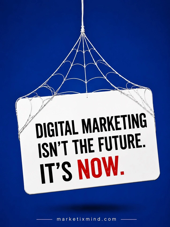 Agency creative ad: Cobweb-hung sign: dusty future metaphor