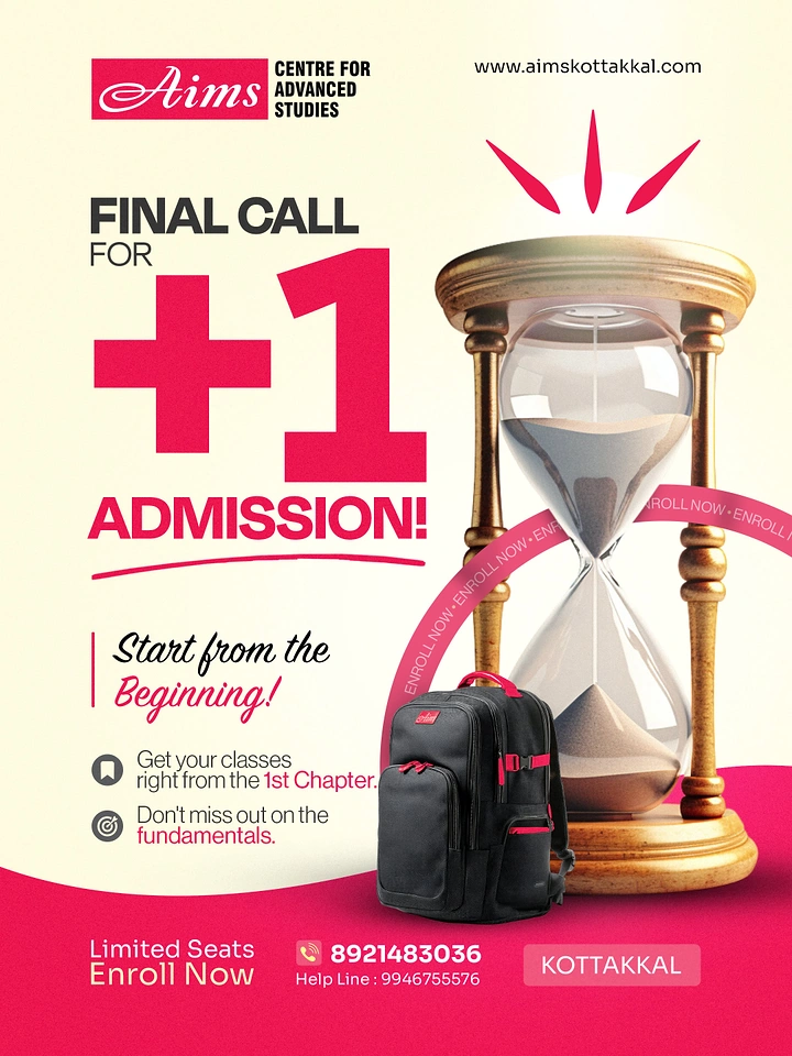 Schools & School Admissions creative ad: Hourglass creates urgency for final admission