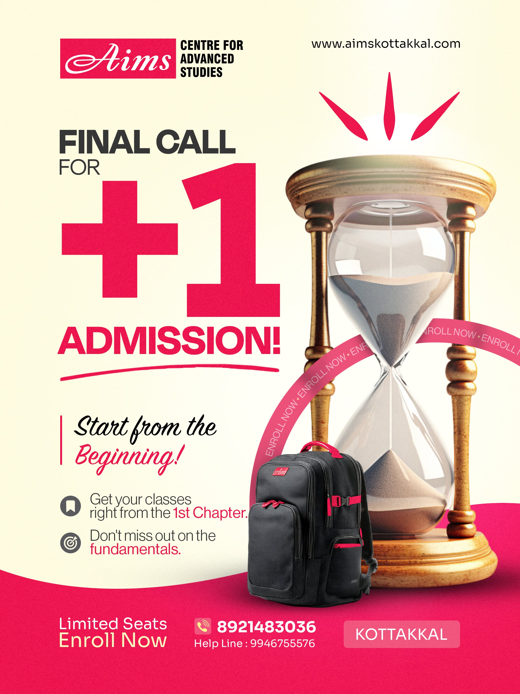 Instagram post: Hourglass creates urgency for final admission