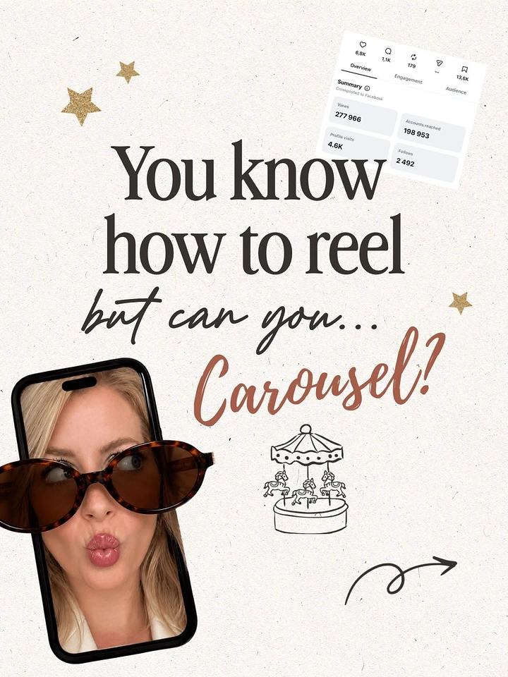 Agency creative ad: Reel vs carousel wordplay with carousel doodle