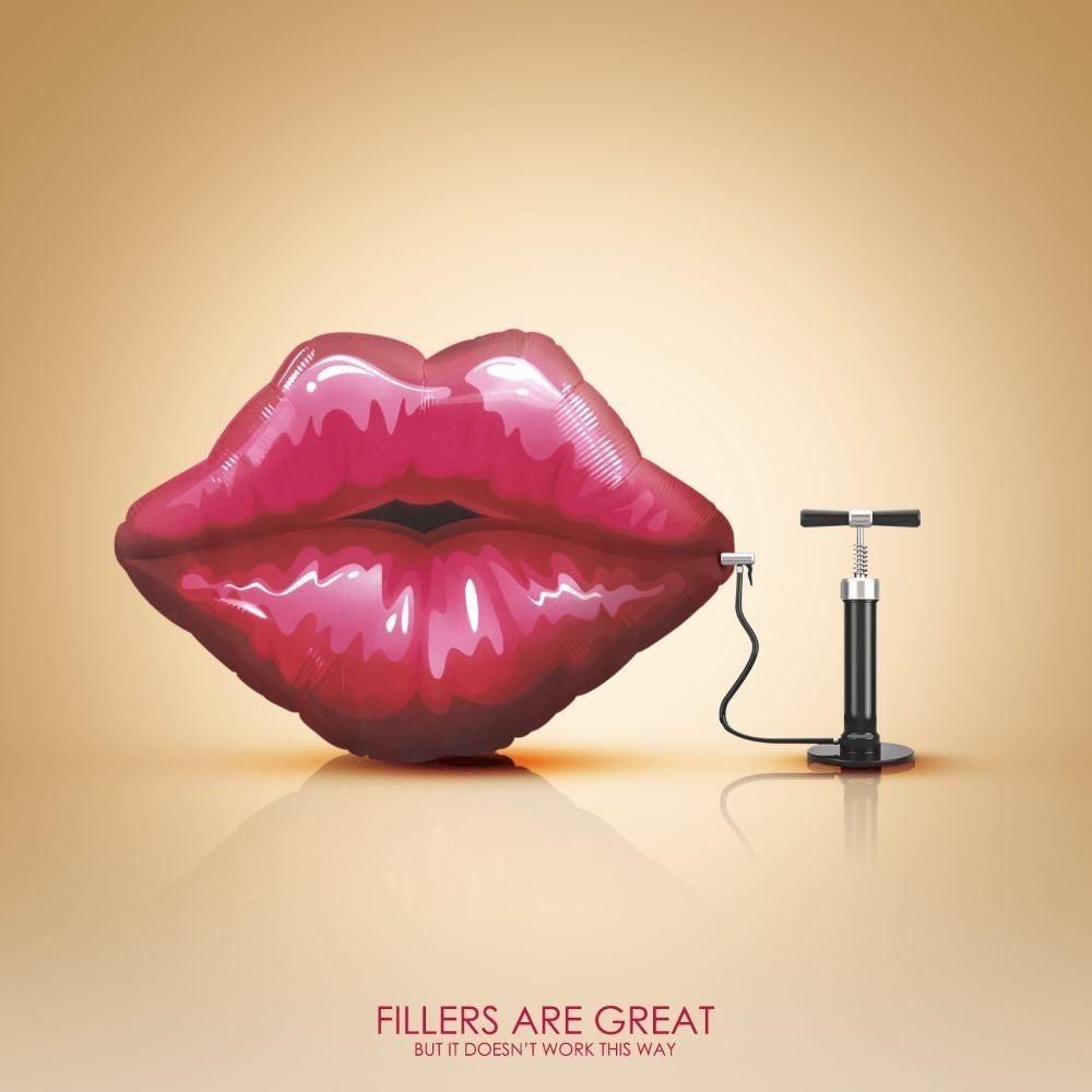 Instagram post: Inflatable lips turn filler into metaphor