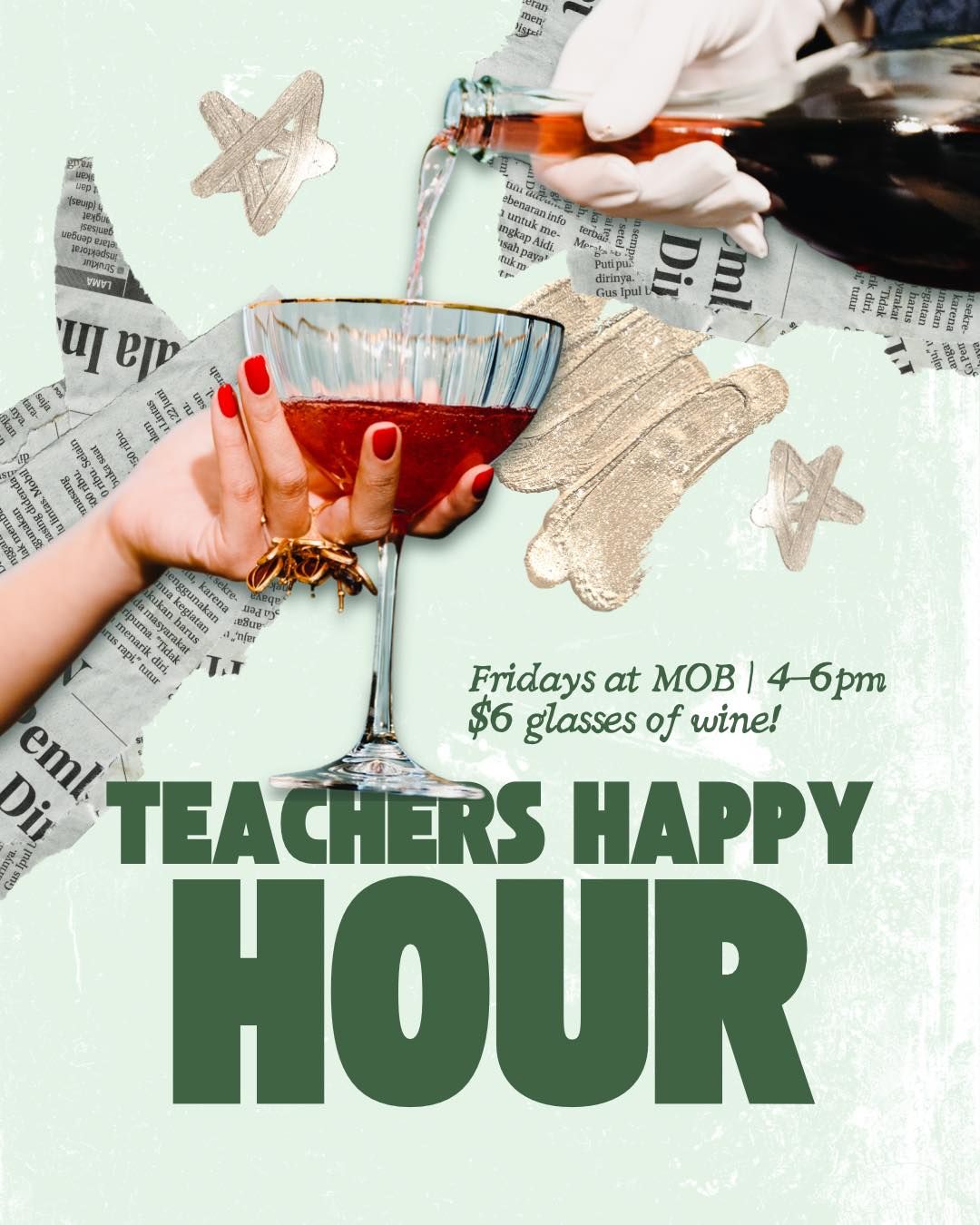 Instagram post: Newspaper collage ties drinks to teachers