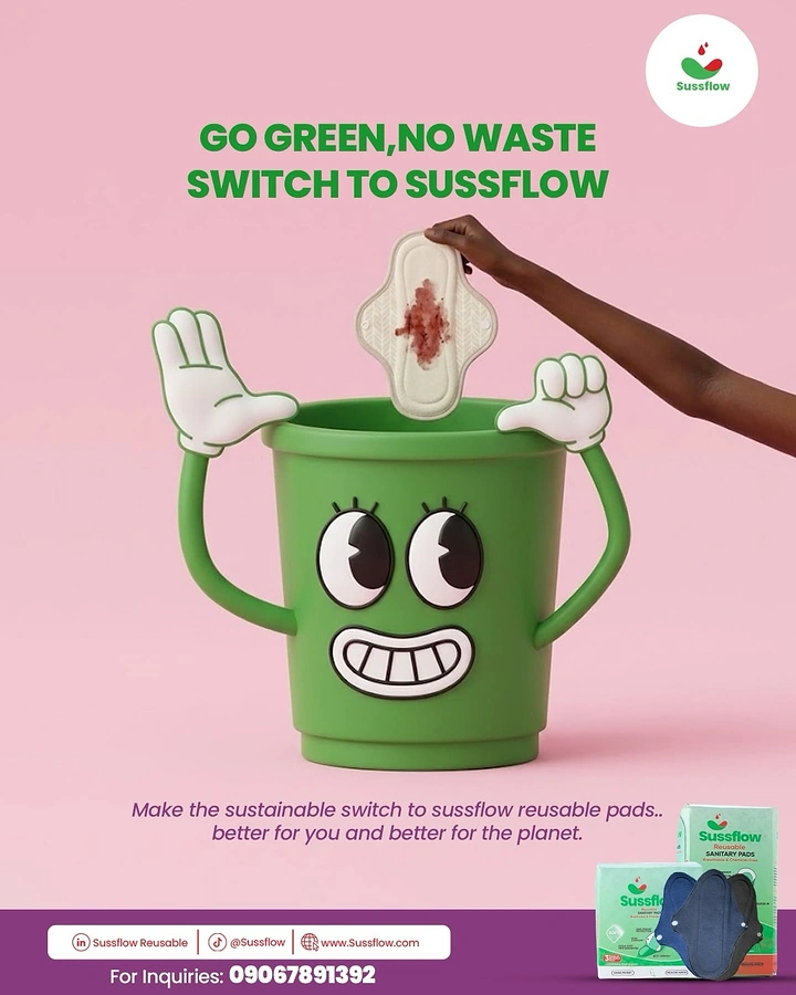 Period Care & Feminine Hygiene creative ad: Anthropomorphic bin sells reusable-pad switch