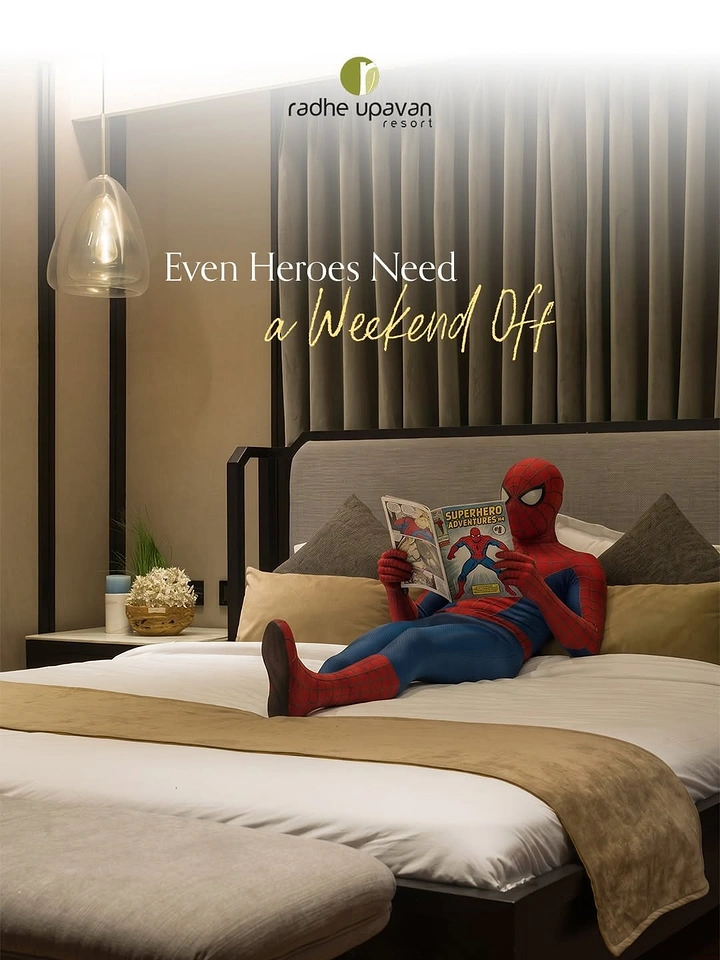Vacation Rentals & Holiday Homes creative ad: Superhero character needs a weekend escape