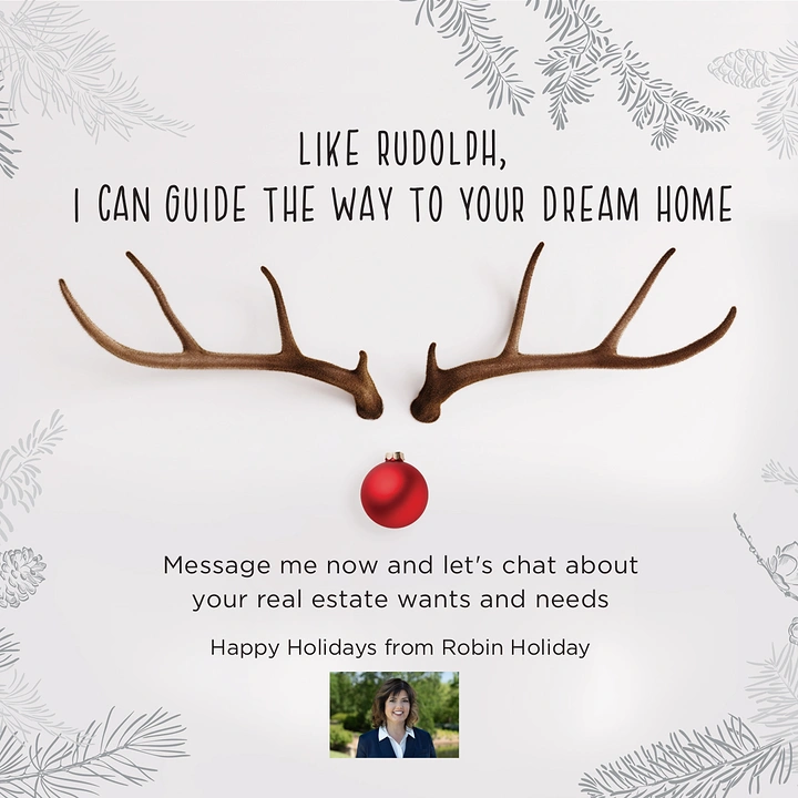 Christmas creative ad: Velvet antlers and red bauble forming a minimalist Rudolph face