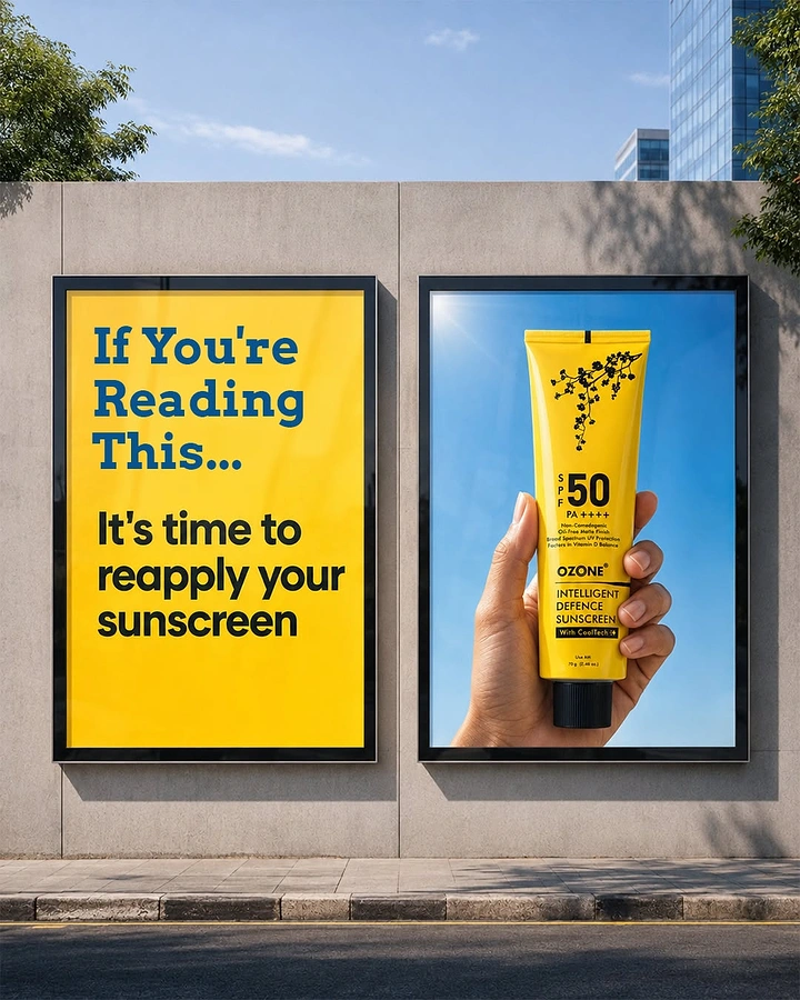 Sunscreen & Sun Care creative ad: Witty billboard reapplication message