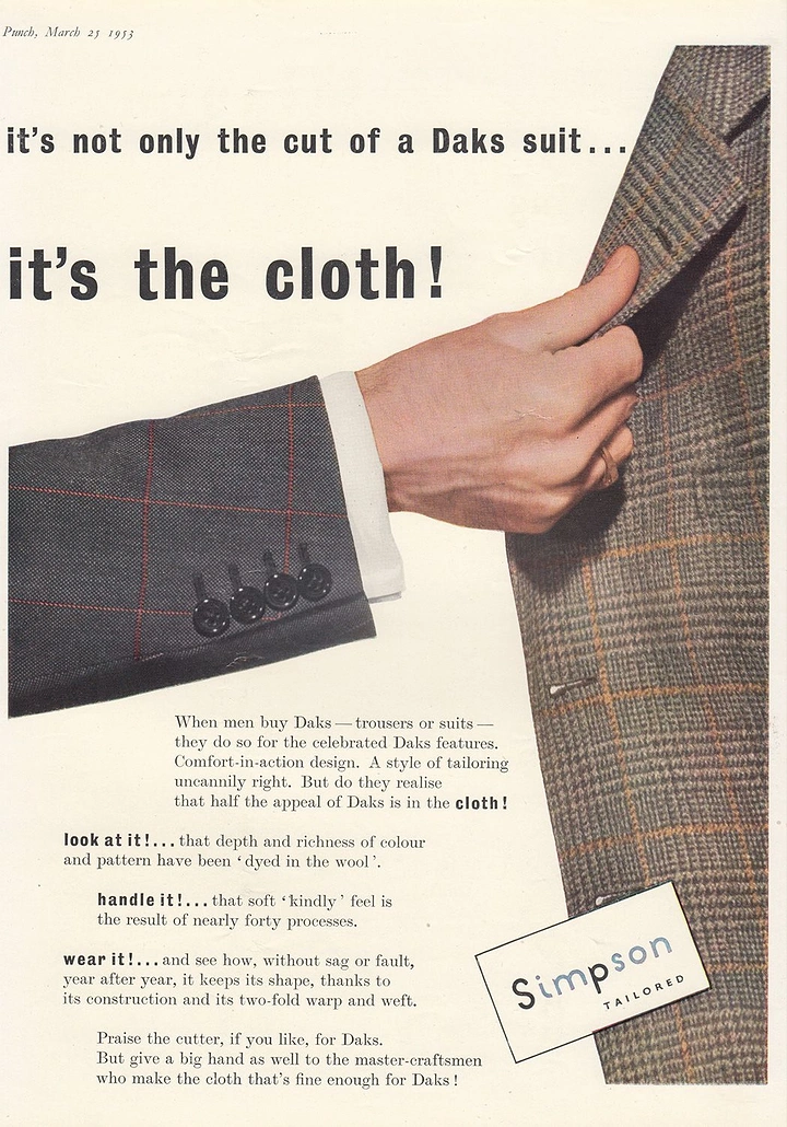 Men's Suits & Formal Wear creative ad: Witty cloth-focused vintage product ad