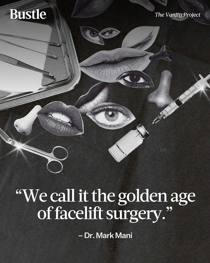 Plastic Surgery Clinics creative ad: Surreal facelift collage with memorable quote