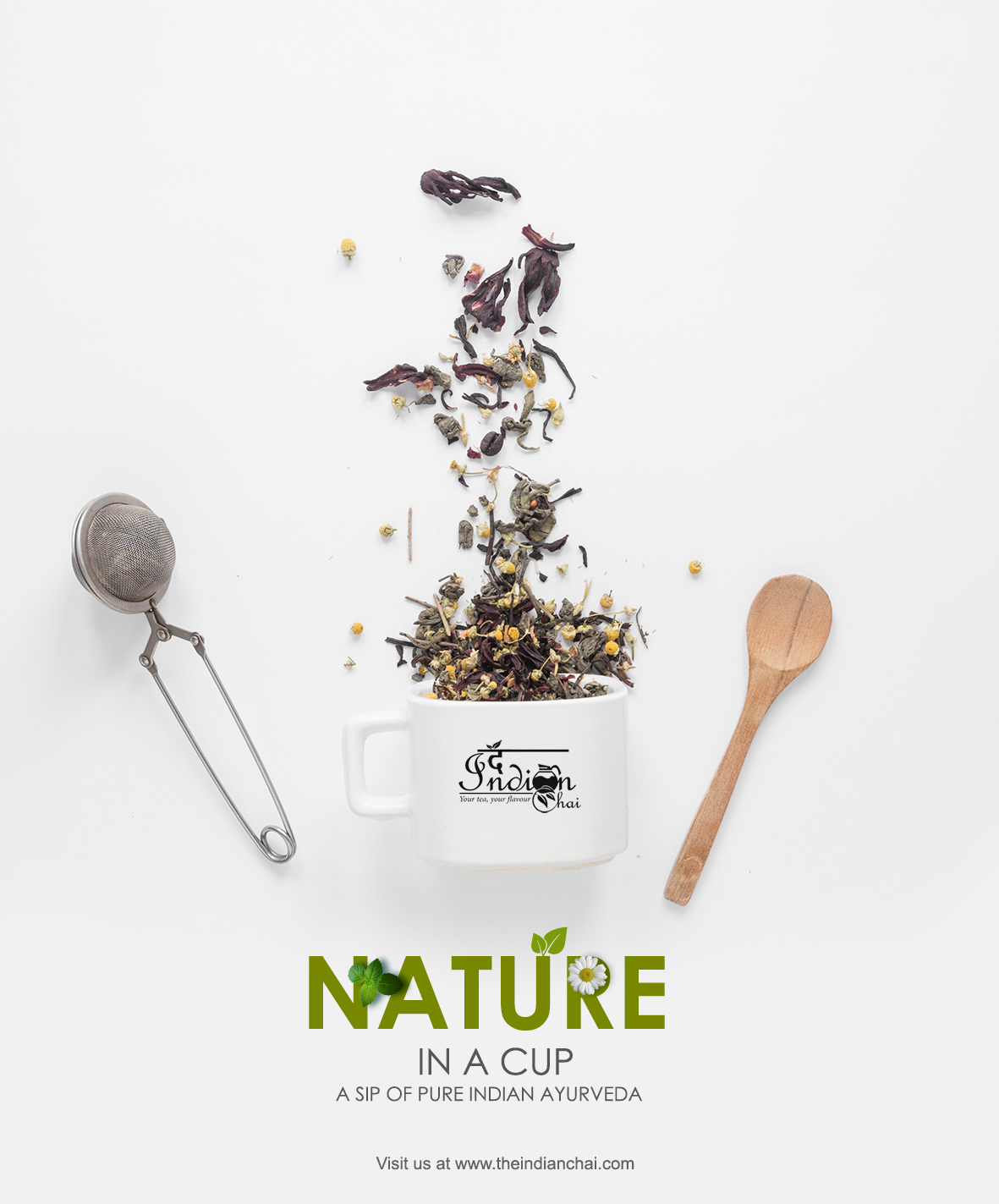 Instagram post: Exploding leaves from cup, 'Nature in a cup'