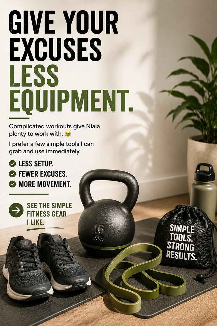 Fitness Equipment Stores creative ad: Witty excuses-versus-equipment copy concept
