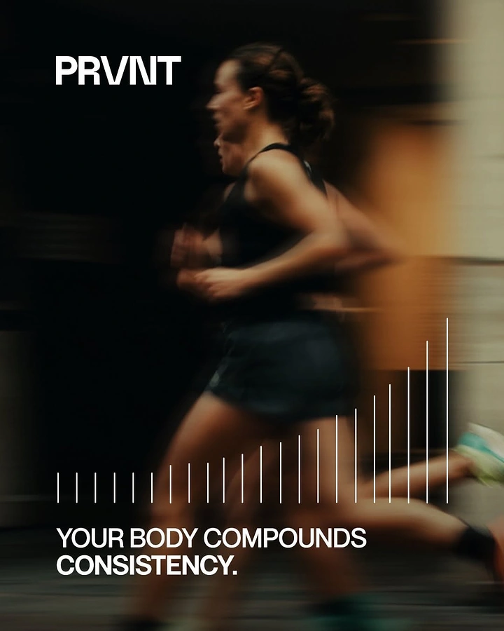 Creative ad: Motion-blurred woman running in profile