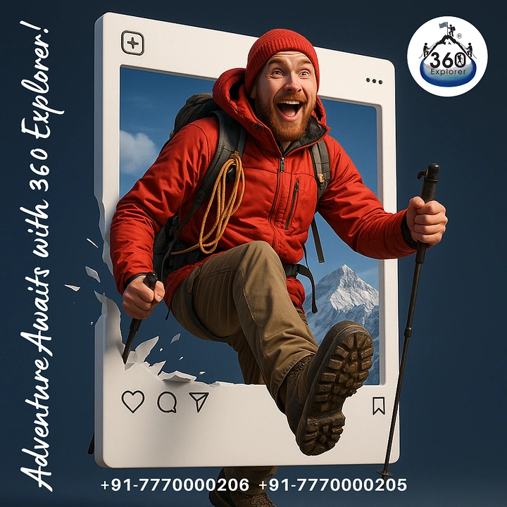 Adventure Sports & Trekking creative ad: Explorer breaks through phone frame