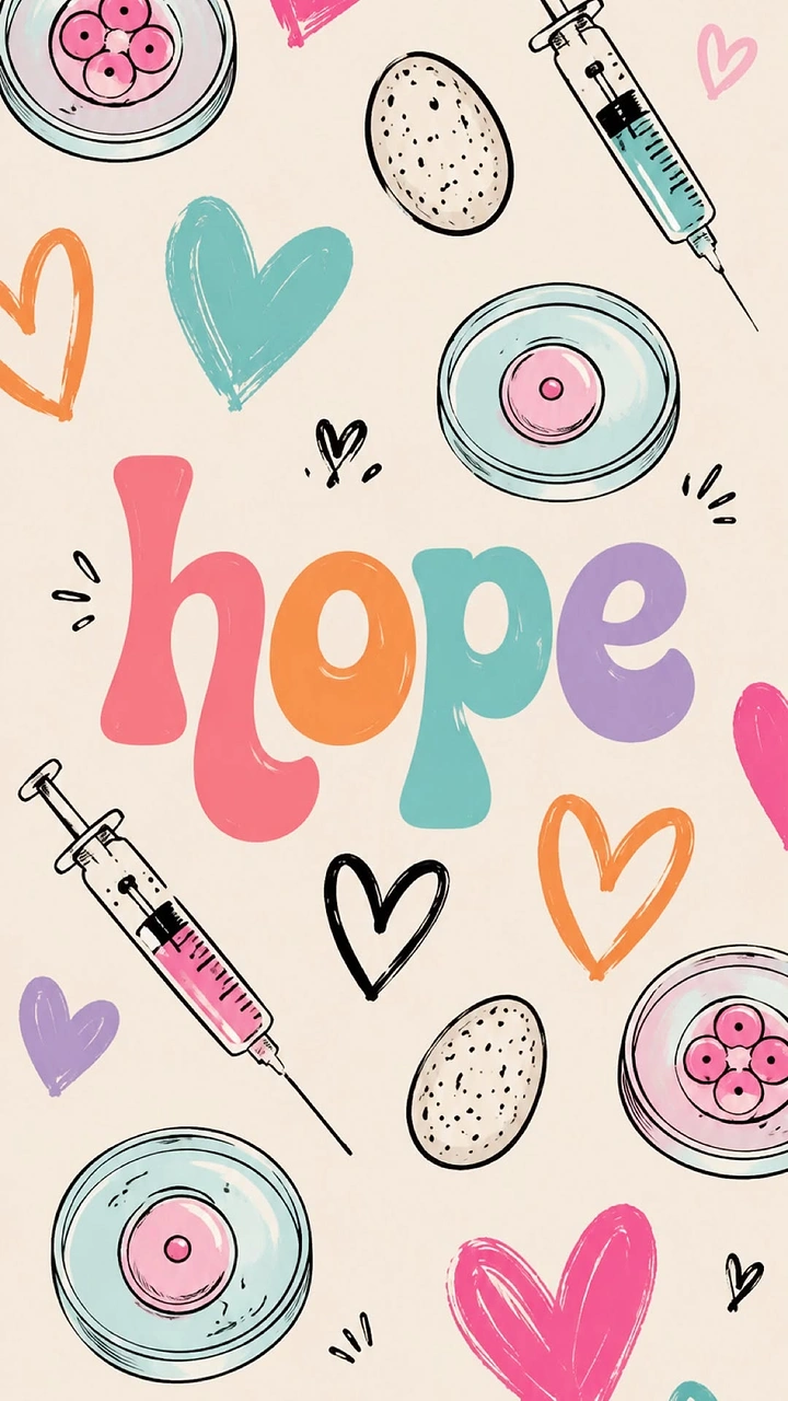 IVF & Fertility Clinics creative ad: Playful hope type with IVF doodles