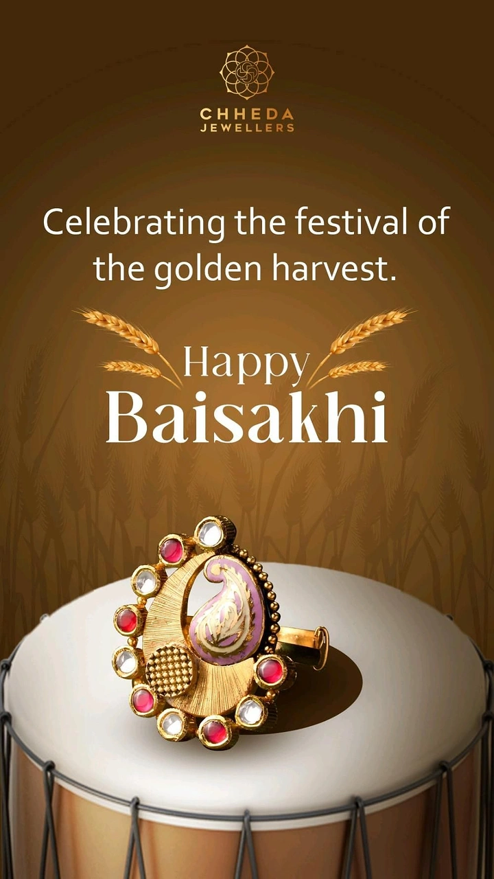other-festival creative ad: Kundan paisley ring resting on a dhol drum top