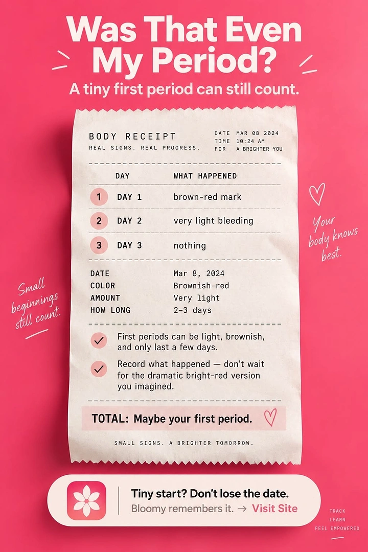 Period Care & Feminine Hygiene creative ad: First-period receipt visual concept