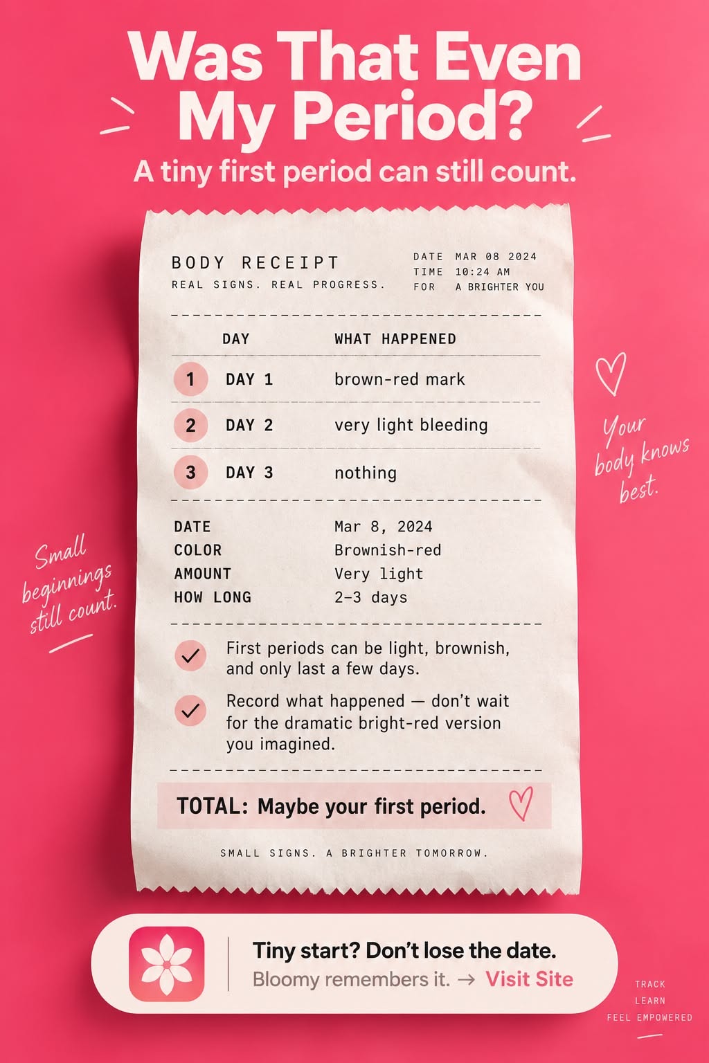Story: First-period receipt visual concept