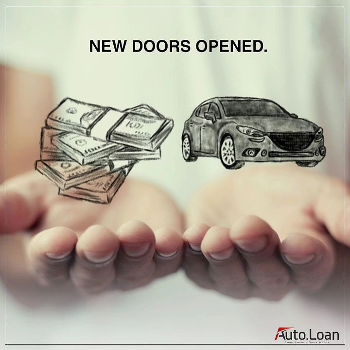 Personal & Business Loans creative ad: Money and car presented on open hands