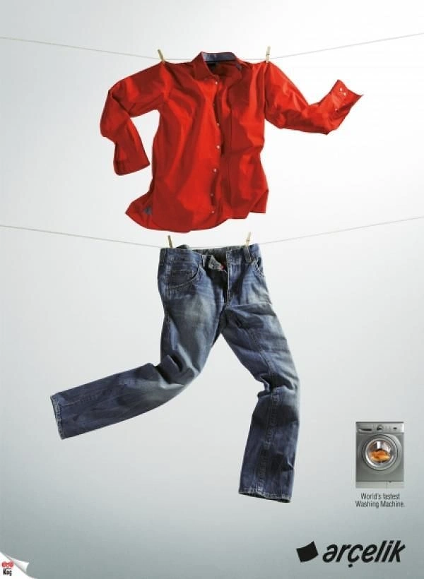 Laundry & Dry Cleaning creative ad: Clothesline clothes leap like a jumping person