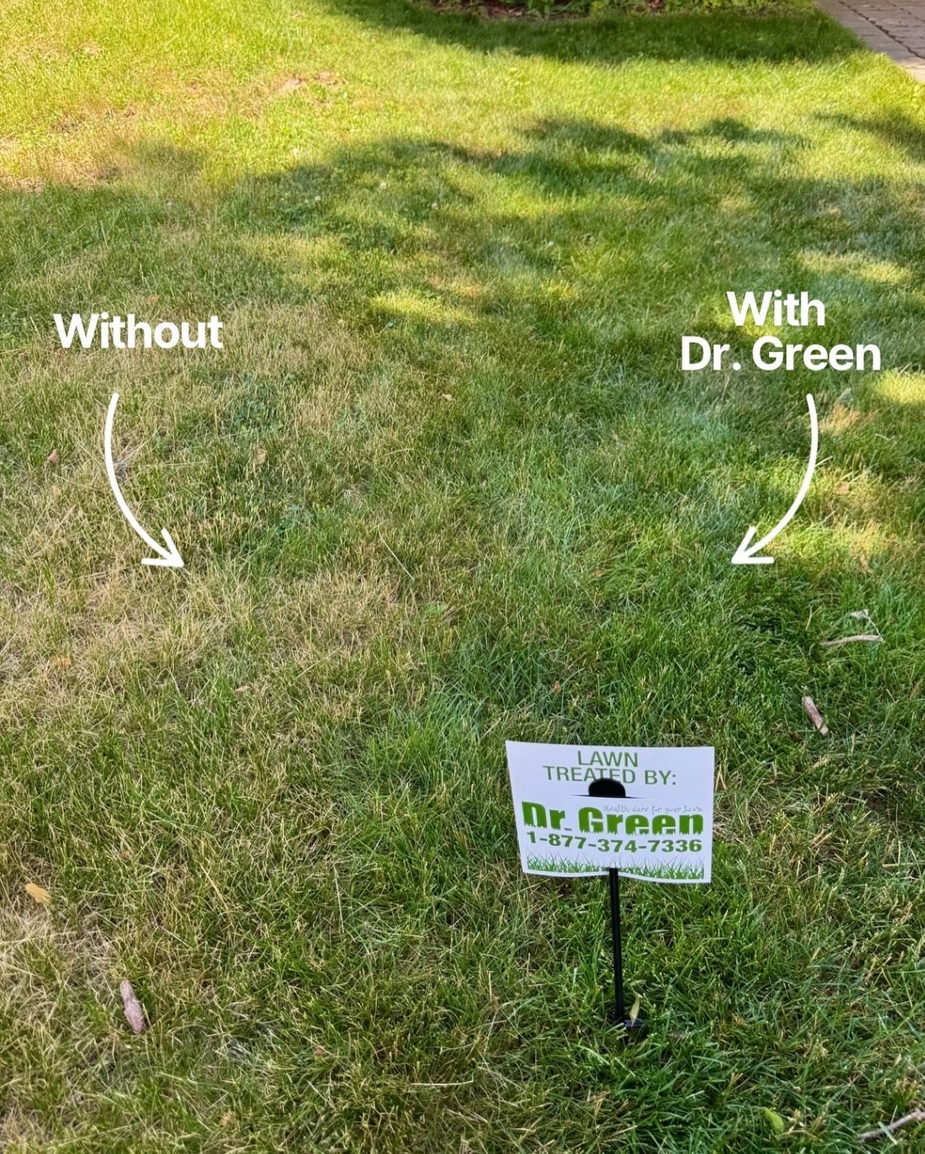 Instagram post: Same lawn split into without/with