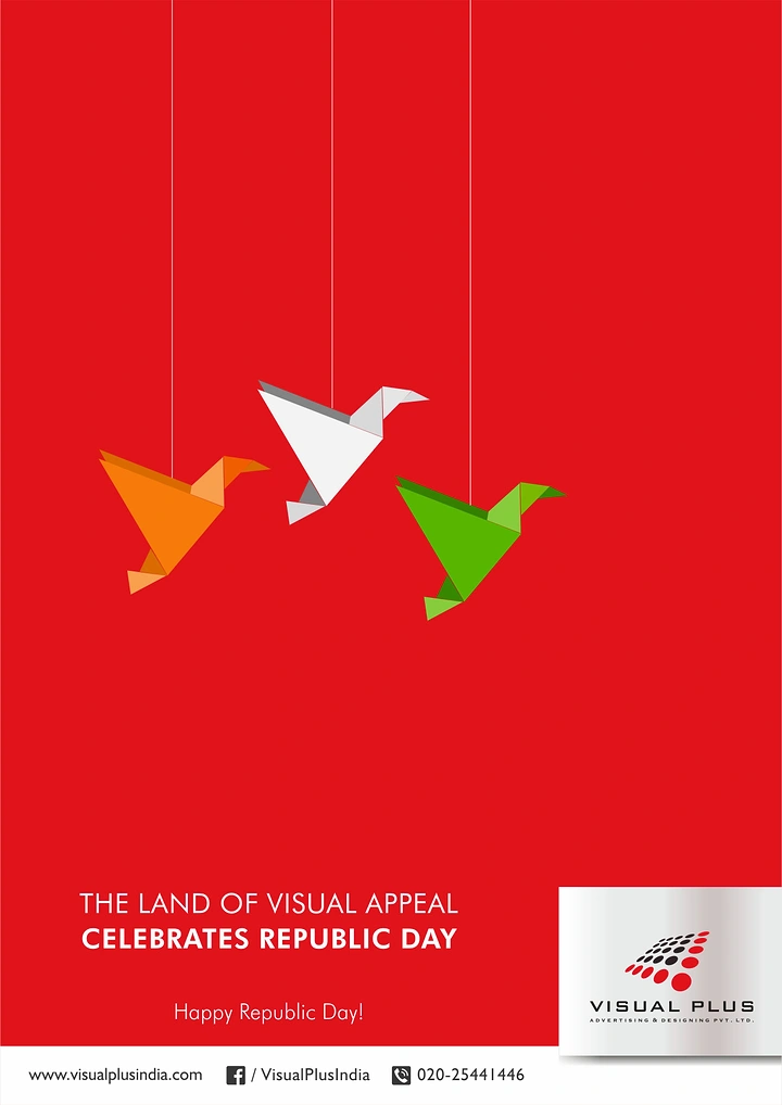 Republic Day creative ad: Three hanging origami birds in tricolour