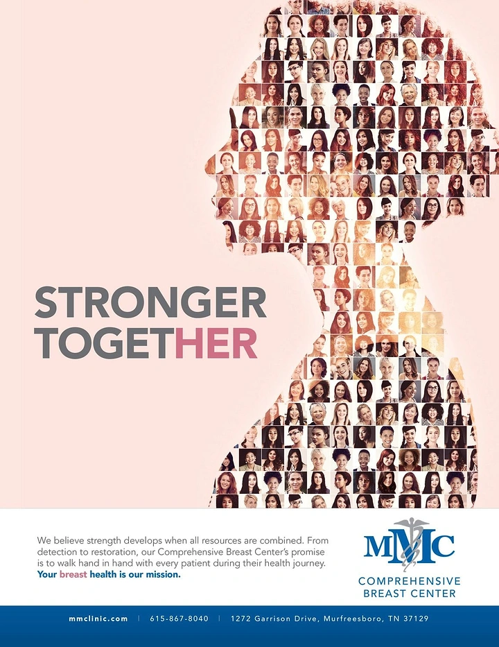 Women's Day creative ad: Female profile silhouette made of diverse women's faces