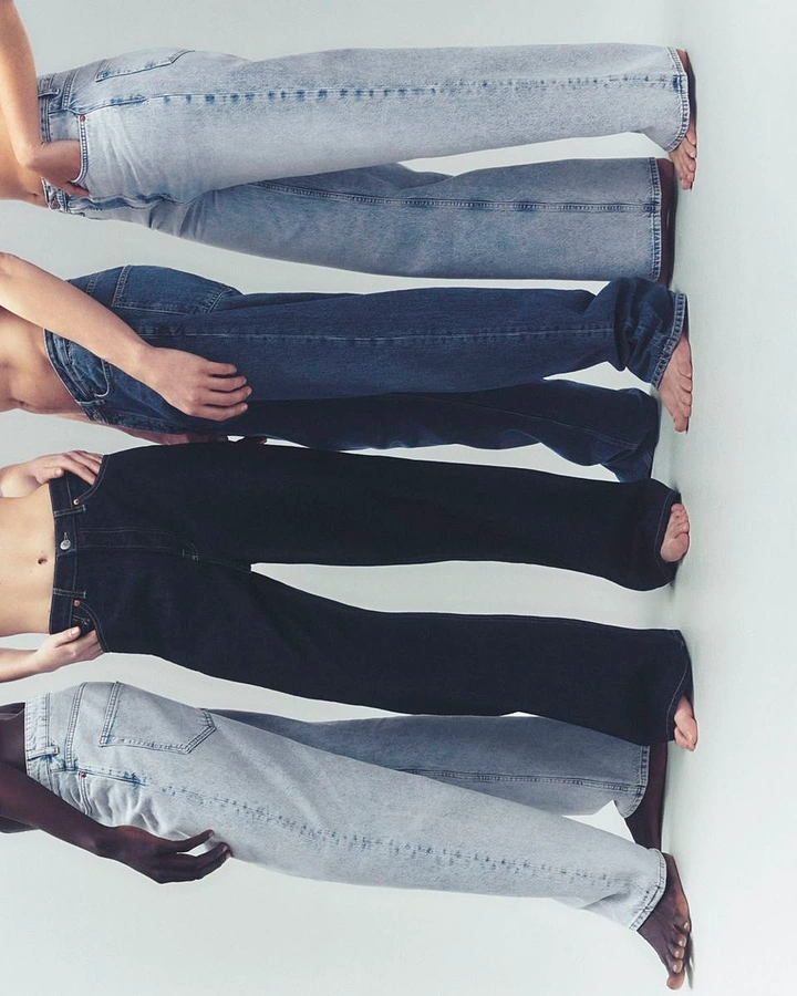 Denim & Jeans Brands creative ad: Unexpected horizontal denim lineup composition