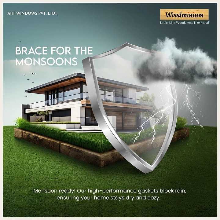 Waterproofing creative ad: House protected by dramatic shield