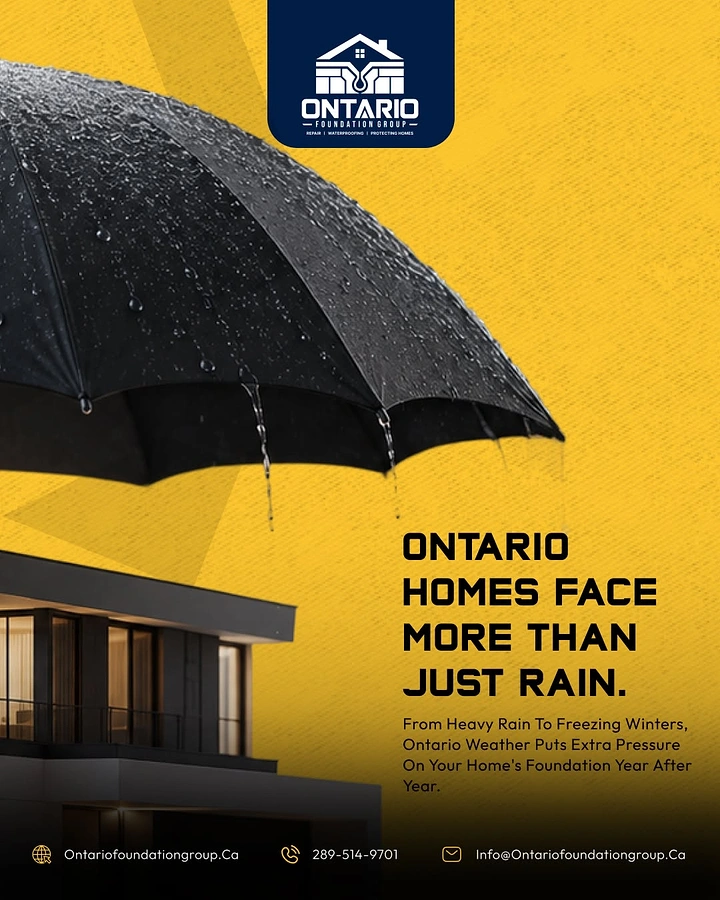 Waterproofing creative ad: Umbrella visualizes foundation rain protection
