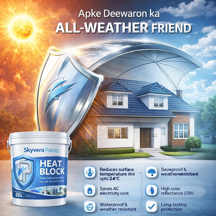 Waterproofing creative ad: Heat-blocking shield visualizes product benefit