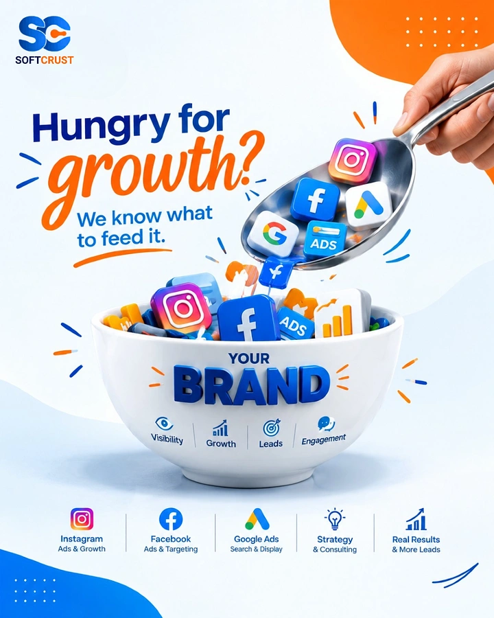 Agency creative ad: Cereal bowl of social icons feeds growth