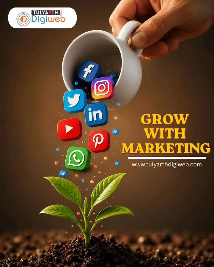 Agency creative ad: Cup pours social icons, sprouting growth