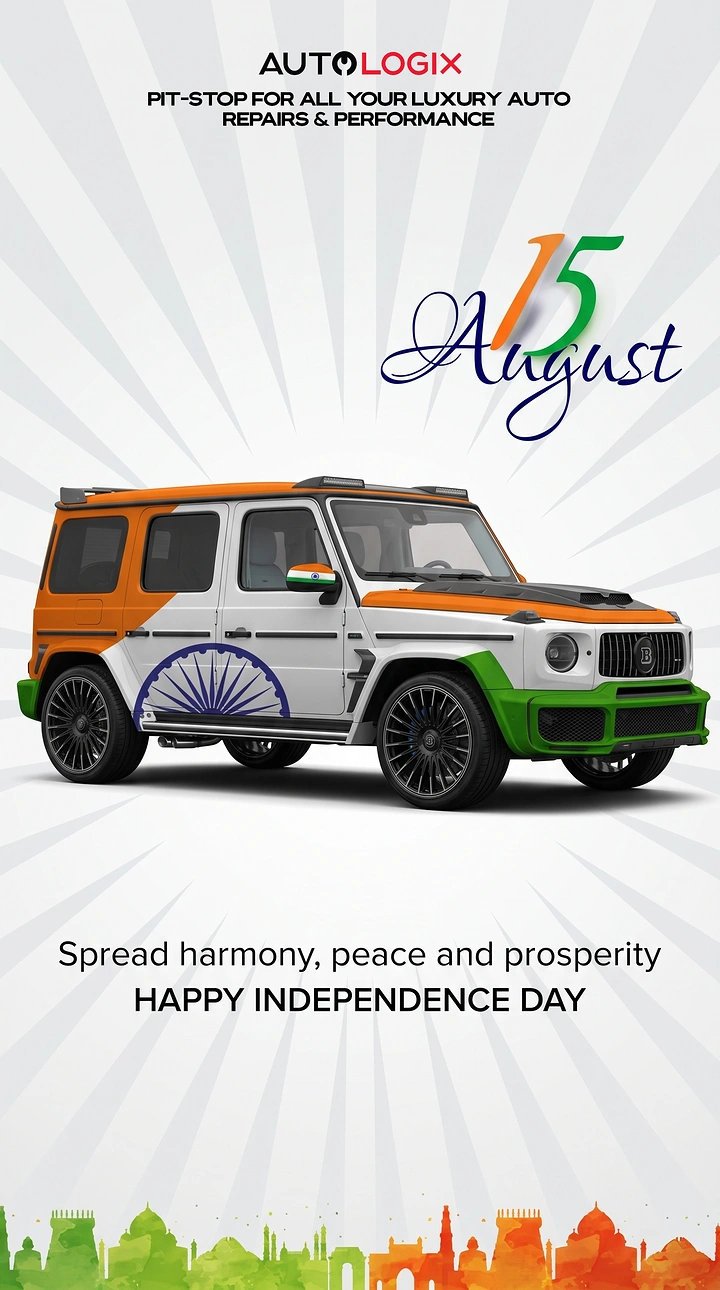 Independence Day creative ad: Luxury off-roader wrapped in tricolour livery with chakra decal